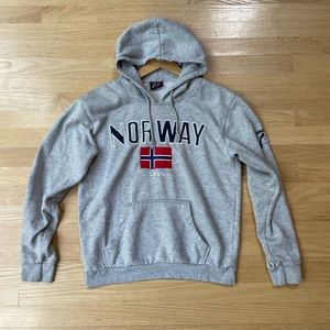 Gray Scandinavian Explorer NORWAY Hoodie Size Small